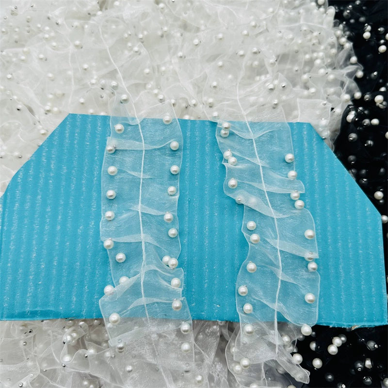 3661★ Eugen hilo plisado perla encaje accesorios de cuentas cinturón de encaje decorativo material ropa boda tocados ropa de bebé encaje
