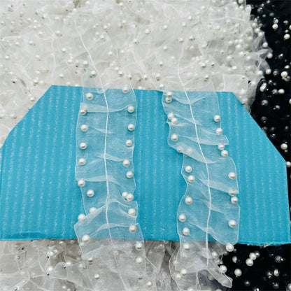 3661★ Eugen hilo plisado perla encaje accesorios de cuentas cinturón de encaje decorativo material ropa boda tocados ropa de bebé encaje