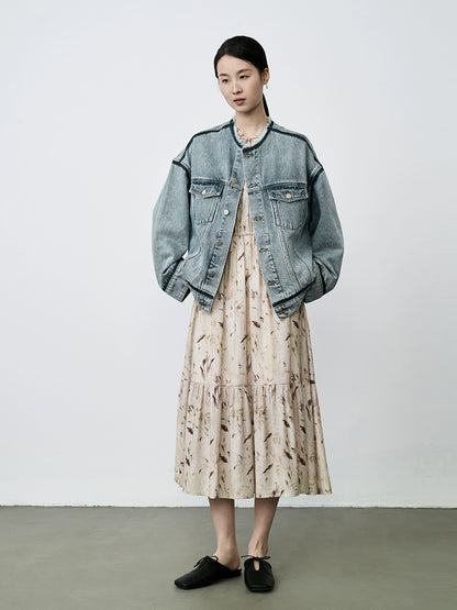 Chaqueta vaquera con cuello suelto y borde de CAREMIND, chaqueta tipo cárdigan de manga larga a juego de colores para mujer, top para mujer 