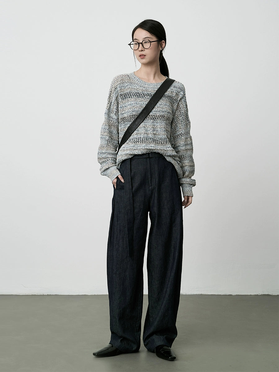 Pantalones casuales de lino CAREMIND, pantalones anchos de textura versátil, pantalones azules marino únicos para niños, pantalones para el viaje de otoño, nuevos 