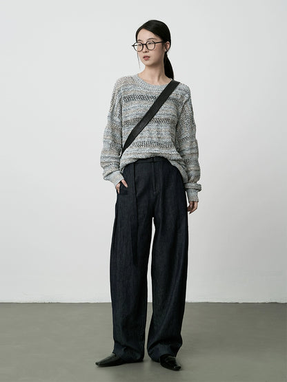 Pantalones casuales de lino CAREMIND, pantalones anchos de textura versátil, pantalones azules marino únicos para niños, pantalones para el viaje de otoño, nuevos 