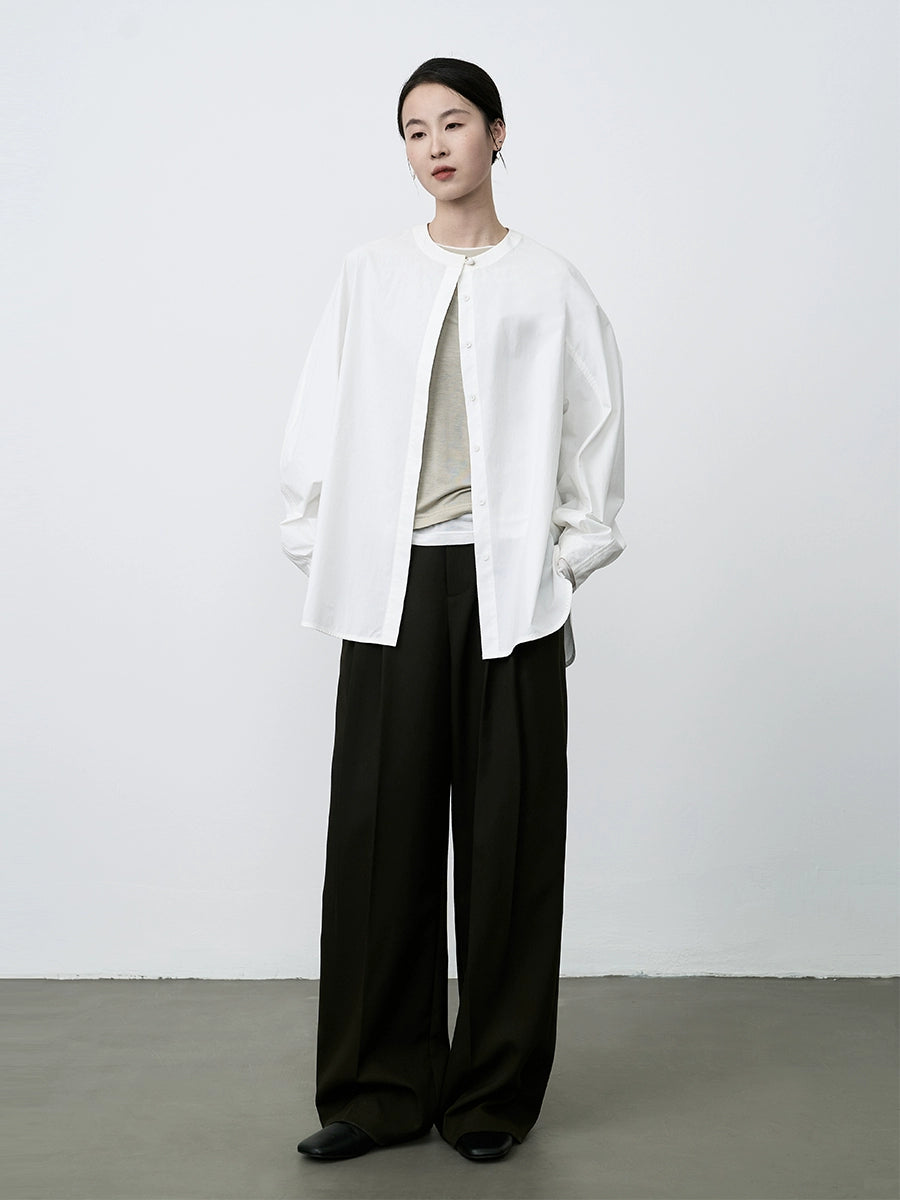 CAREMIND pantalones de traje de cintura alta con caída de dinero viejo, pantalones de pierna ancha, pantalones casuales sueltos de temperamento 