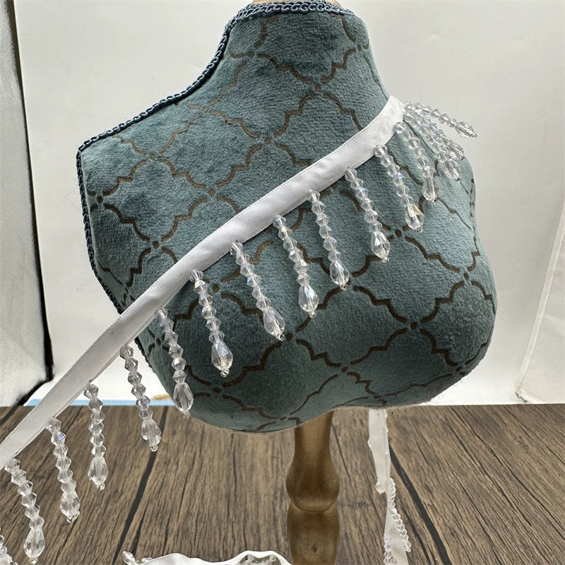 3685  width 4cm short crystal pendant handmade beaded fringed lace DIY home curtain headgear stage clothing accessories
