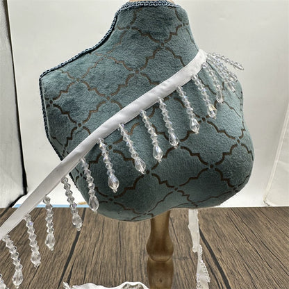 3685  width 4cm short crystal pendant handmade beaded fringed lace DIY home curtain headgear stage clothing accessories