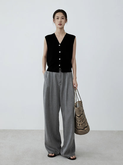 CAREMIND pantalones vaqueros Tencel de color claro para mujer otoño 2024 pantalones anchos de cintura alta para viajeros nuevos 