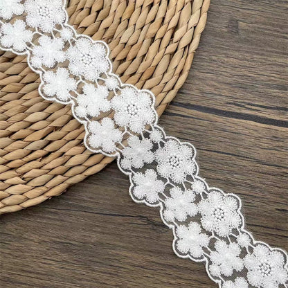 3815 Exquisito encaje blanco soluble en agua, malla bordada, accesorios de encaje bilateral, materiales hechos a mano para bricolaje, cinturón de encaje decorativo