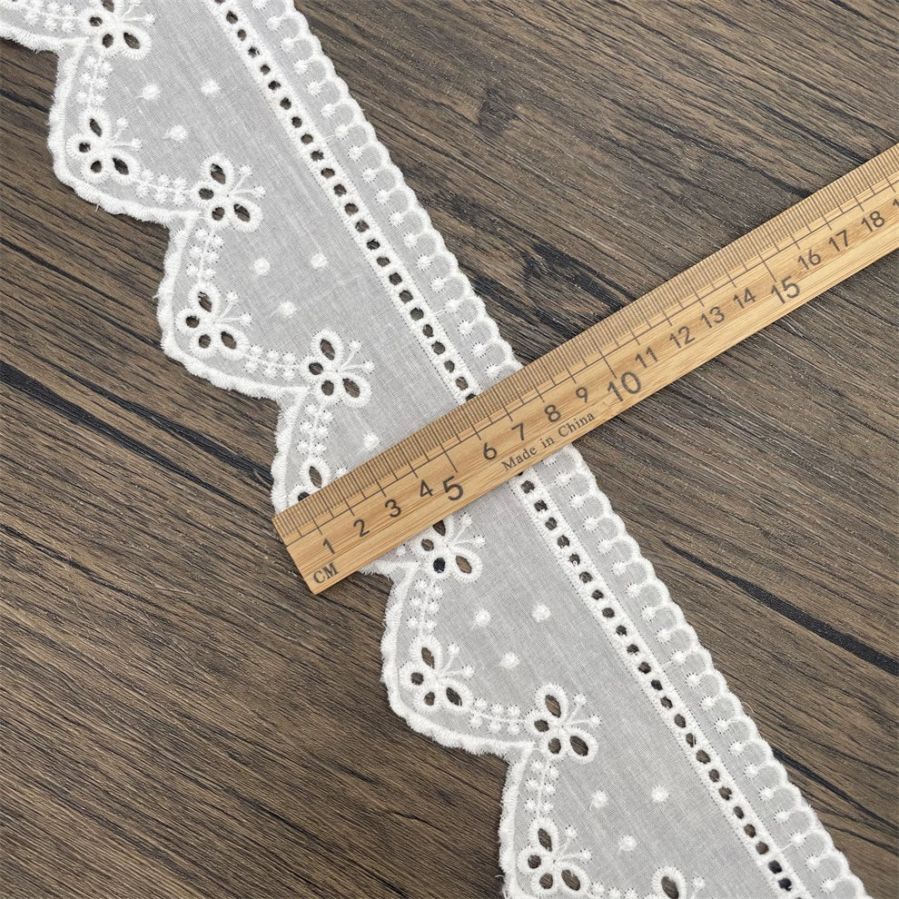 3796 Nuevos y exquisitos accesorios de encaje bordado de algodón blanco hechos a mano, falda de cortina, tela decorativa para ropa