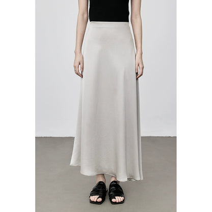 Falda de cola de pez de ácido acético de color sólido CAREMIND, falda de satén suave y sedosa, falda fina de una palabra, falda mediana y larga 