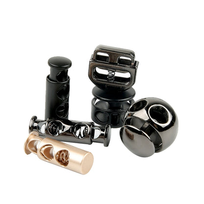 3543★ Hebilla de resorte de metal, hebilla fija para cordón de zapato, hebilla de nariz de cerdo con cordón para ropa, hebilla de tope para sombrero, botón de ajuste elástico para apretar