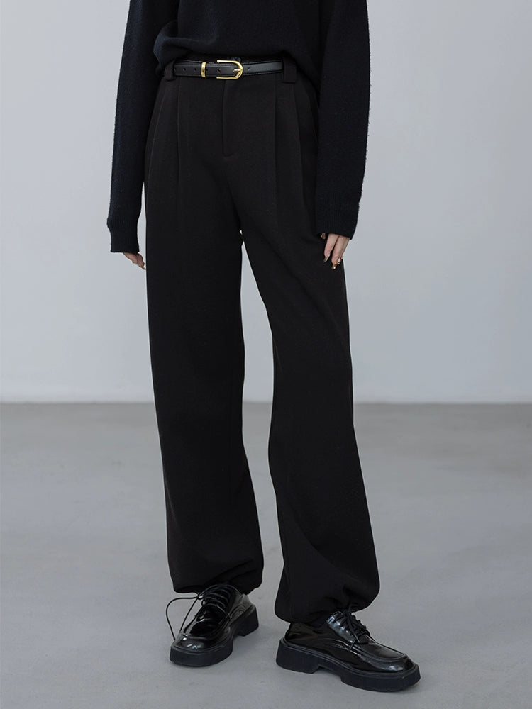 [Oferta especial por tiempo limitado] Pantalones negros pulidos retro británicos para mujer, leggings finos y drapeados, pantalones casuales para viajeros 