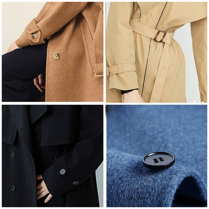 3530★ Gabardina con botones de cintura de alta gama, chaqueta con botones, puños de traje, abrigo de tercera marcha, botón de sol, botón de ajuste de cinturón