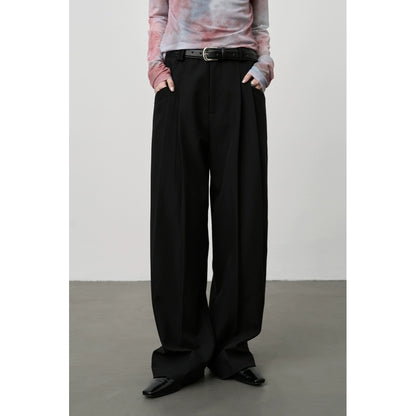 Traje de café gris temperamento CAREMIND, blazer minimalista sin cuello, pantalones rectos colgantes 