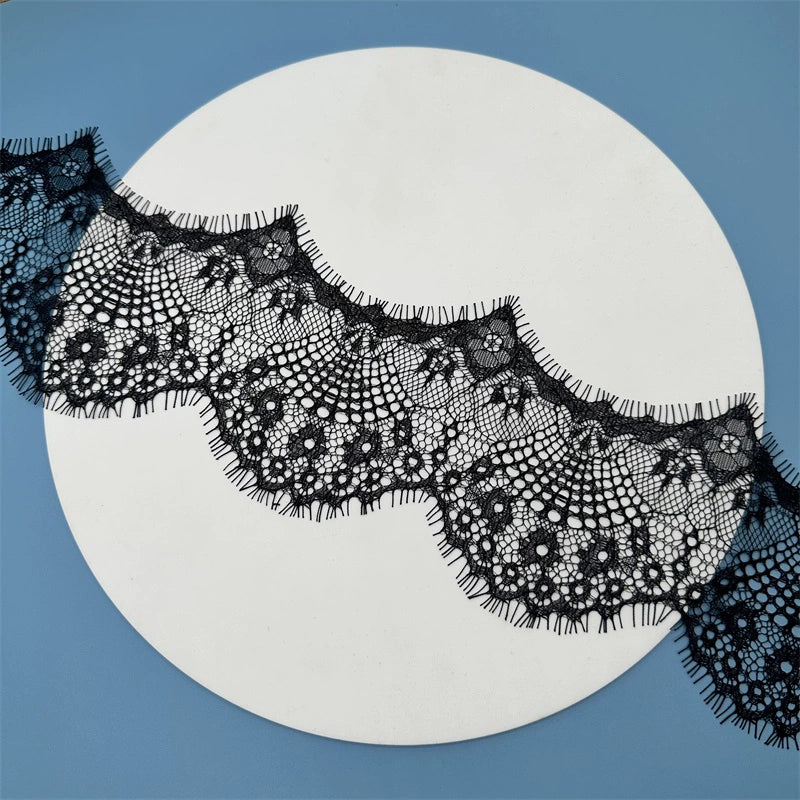 3765 Modelo de gran venta de 10 cm de ancho, accesorios de encaje para pestañas en blanco y negro, cortinas hechas a mano DIY, ropa, superficie de encaje decorativo