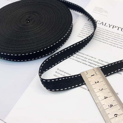 3862 Punto 0,7 cm-4 cm, cinta jacquard negra, cinta de punto de salto blanca, ribete en el borde del pantalón, tira lateral, accesorios de ropa