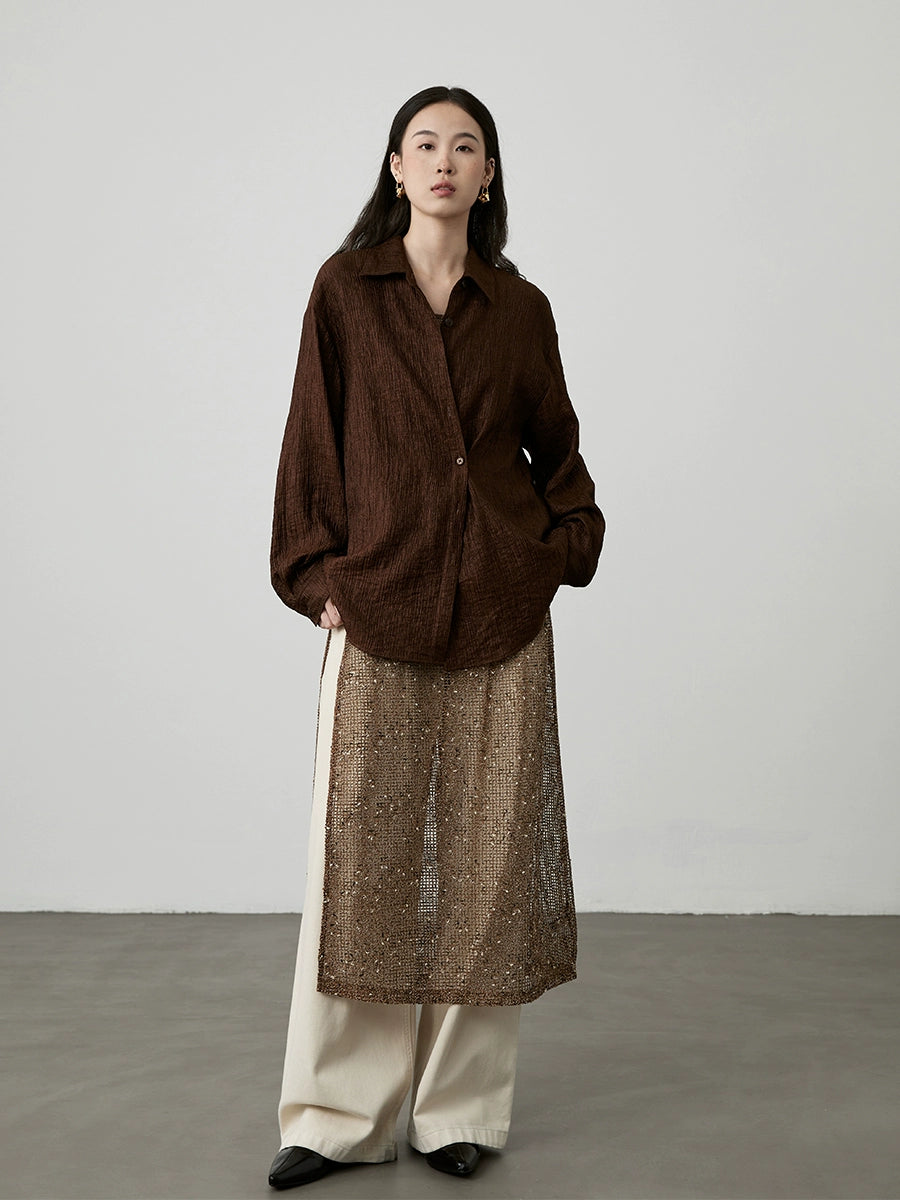 [Estética china] Camisa de alta gama de manga larga para viajeros con textura antiarrugas de alta calidad y tres colores CAREMIND