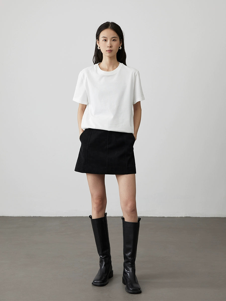 [Universal base] CAREMIND pure cotton white short-sleeved T-shirt round neck loose inner base top new