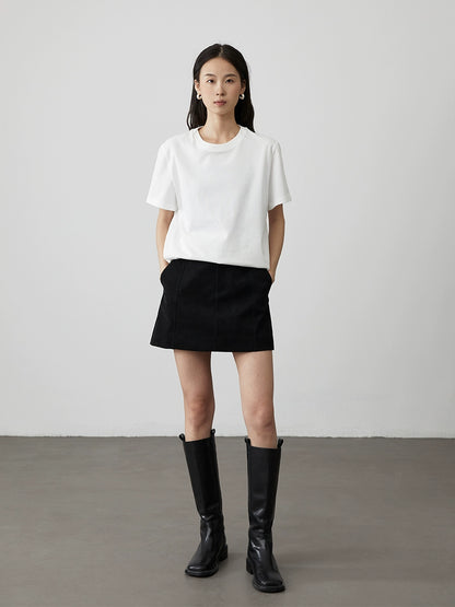 [Universal base] CAREMIND pure cotton white short-sleeved T-shirt round neck loose inner base top new