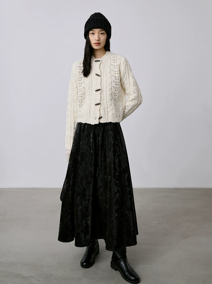 CAREMIND automne et hiver tricoté torsadé laine petit haut court lourd fait main crochet pull cardigan veste