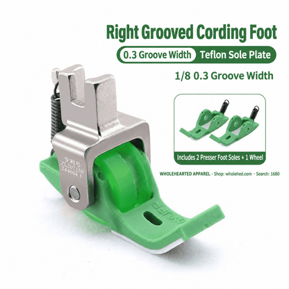 1680★ Teflon Grooved Cording Roller Presser Foot for Flatbed Sewing Machines, Cord Piping and Sewing Accessories.