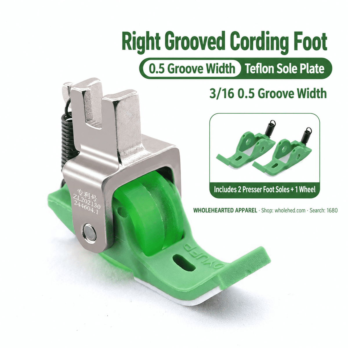 1680★ Teflon Grooved Cording Roller Presser Foot for Flatbed Sewing Machines, Cord Piping and Sewing Accessories.