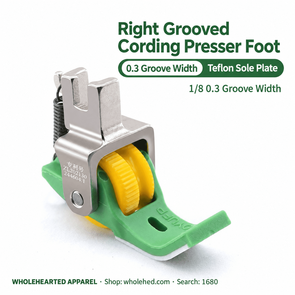 1680★ Teflon Grooved Cording Roller Presser Foot for Flatbed Sewing Machines, Cord Piping and Sewing Accessories.