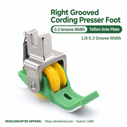 1680★ Teflon Grooved Cording Roller Presser Foot for Flatbed Sewing Machines, Cord Piping and Sewing Accessories.