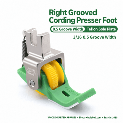 1680★ Teflon Grooved Cording Roller Presser Foot for Flatbed Sewing Machines, Cord Piping and Sewing Accessories.