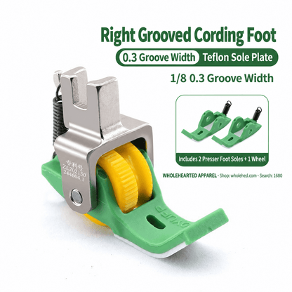 1680★ Teflon Grooved Cording Roller Presser Foot for Flatbed Sewing Machines, Cord Piping and Sewing Accessories.
