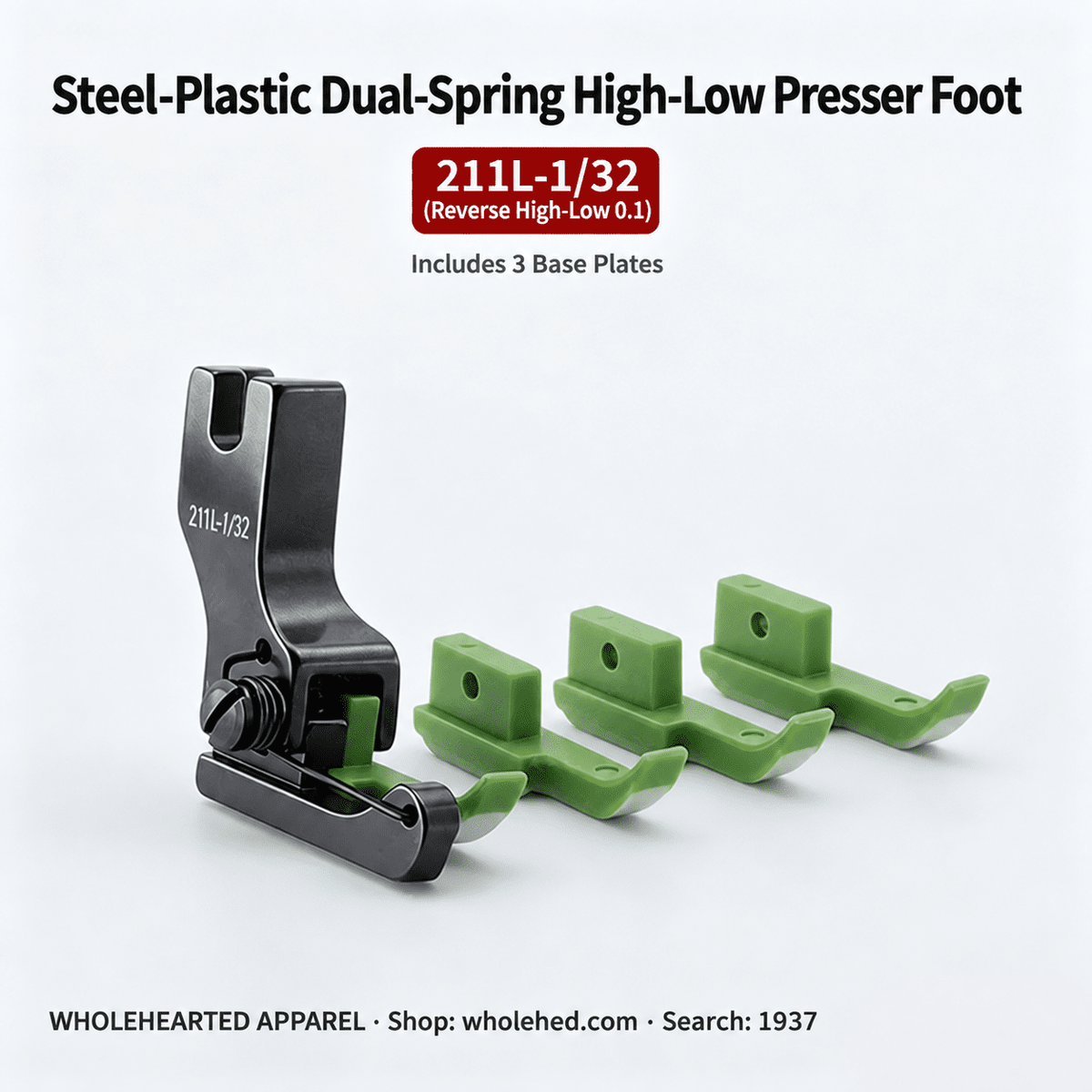 1937★ Dual-Spring High-Low Presser Foot for Collar Sewing, Steel-Plastic Design with Smooth, Wear-Resistant Teflon and Black Titanium Steel