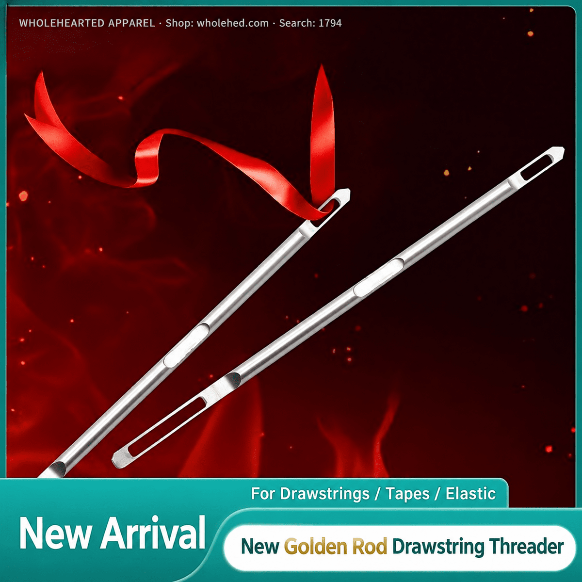 1794★ Stainless Steel Cord Threader for Elastic Waistbands, Webbing, Lace, and Eyelets.