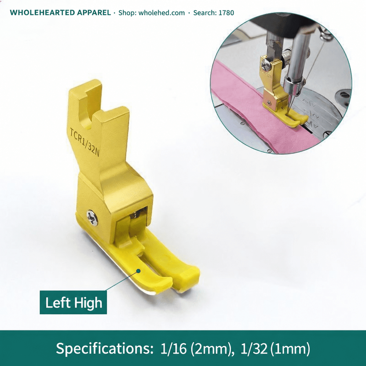 1780★ Yellow Plastic High-Low Presser Foot for Computer Sewing Machine, Topstitching and Waistband Sewing Durable Gold Finish.