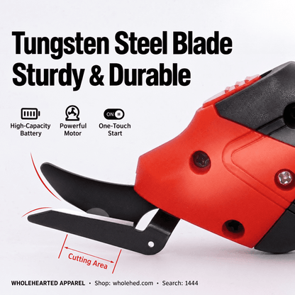 1444★ Rechargeable Cordless Electric Fabric Scissors with Lithium Battery for Industrial Sewing and Clothing Cutting.