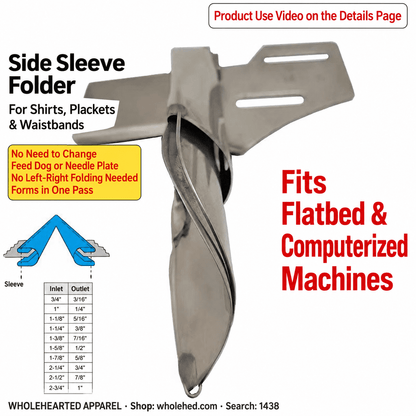 1438★ Four-Fold Double-Edge Straight-Grain Binder for Flatbed Sewing Machines, Placket and Sleeve Finishing