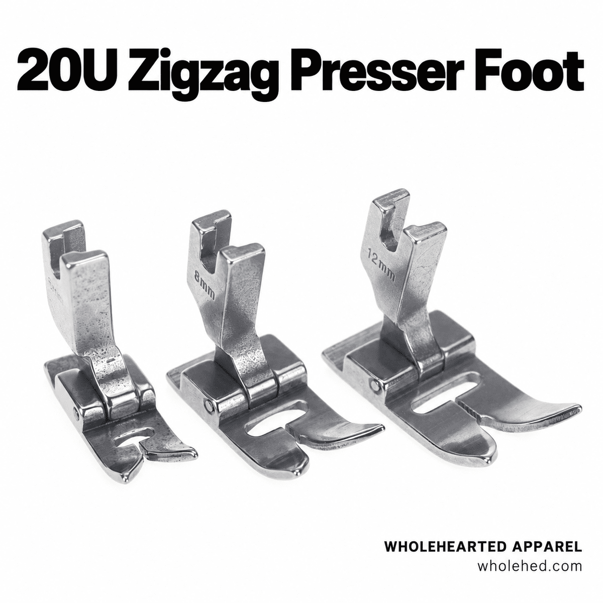 1590★ Piedino premistoffa zigzag 20U per impunture, per macchine da cucire con larghezze di 5mm, 8mm e 12mm.
