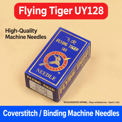 1163★ Agujas para máquina de coser Flying Tiger UY128GAS DVX43 para máquinas recubridoras de 3 agujas y 5 hilos.