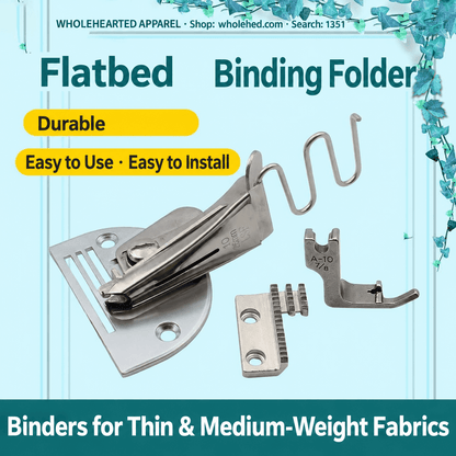 1351★ 4-Fold Edge Binding Folder with Presser Foot for Industrial Flatbed Sewing Machines