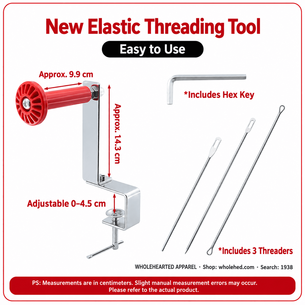 1938★ No-Drill Desktop Elastic Band and Waistband Drawstring Threader for Industrial Flatbed Sewing Machines