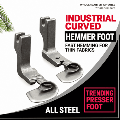 1236★ Curved Hemmer Presser Foot for Silk Chiffon and Lightweight Fabrics.