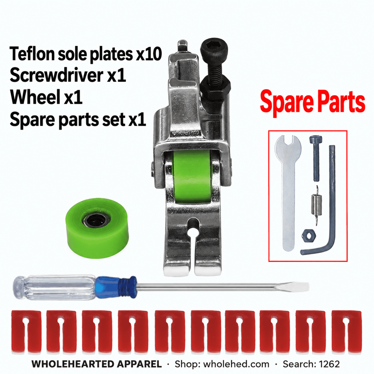 1262★ Premium Narrow 2-in-1 Teflon Roller Presser Foot for Thick Fabrics, Leather, Padded Jackets, Down Jackets & Curtains – Helps Prevent Fabric Jamming