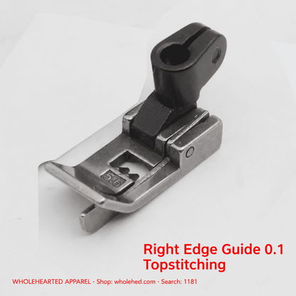 1181★ Left/Right Edge Guide Presser Foot for 3-Needle 5-Thread Coverstitch Machines, 5.6 mm Needle Gauge, 0.1/0.2 Topstitching.