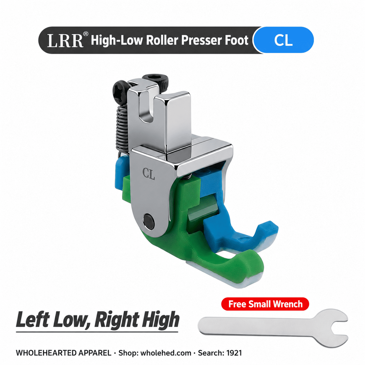 1921★ Teflon High-Low Roller Presser Foot for Computerized Lockstitch Sewing Machines, Wear-Resistant for Thick and Thin Fabrics