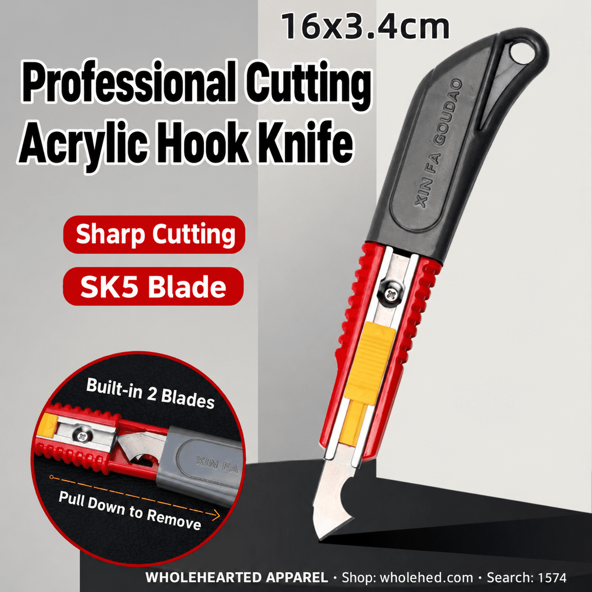 1574★ Robustes Haken-Cuttermesser für Acrylplatten, Schablonenzuschnitte, Kantenbeschnitt und Näharbeiten