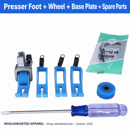 1159★ Teflon Narrow Roller Presser Foot with Plastic Sole for Flatbed Sewing Machines, Suitable for Thin and Thick Fabrics
