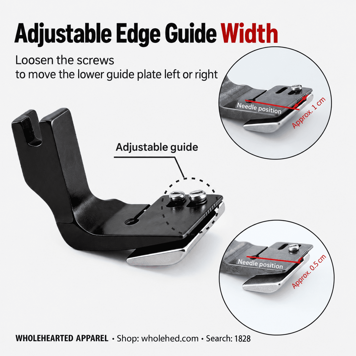 1828★ Adjustable Seam Guide Pleating Presser Foot for Double-Layer Fabric