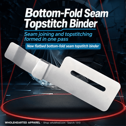 1313★ One-Pass Reverse-Side Seam Joining and Topstitching Folder with Lower-Layer Edge Folding for Industrial Sewing Machines