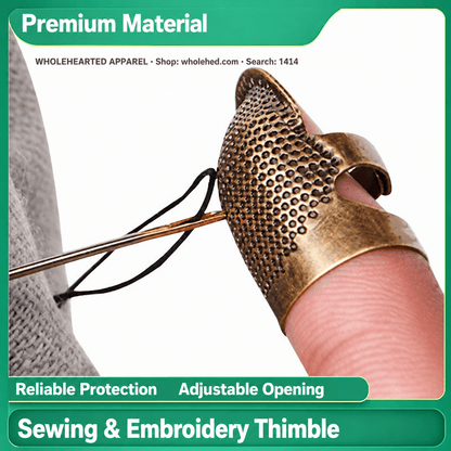 1414★ Adjustable Thick Copper Thimble Finger Guard for Hand Sewing and Cross-Stitch.