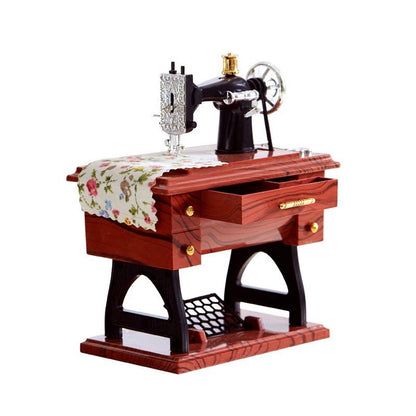 Caja de música con juguete de máquina de coser vintage 1878★ con mecanismo de movimiento, coleccionable de escritorio clásico.