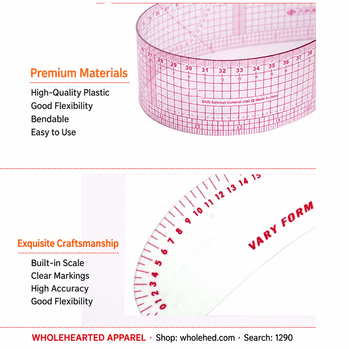 1290★ Large Curve Ruler for Clothing Pattern Making, Garment Drafting and Cutting.