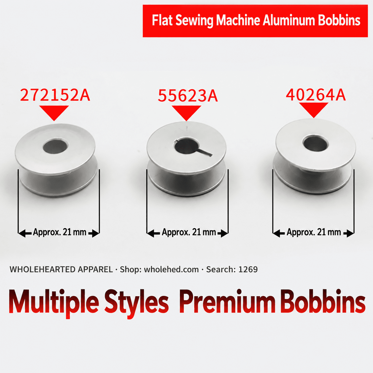 1269★ Bobine in alluminio per macchine da cucire industriali – piatte 40264A, con scanalatura 55623A, smussate 272152A, per macchine da cucire computerizzate