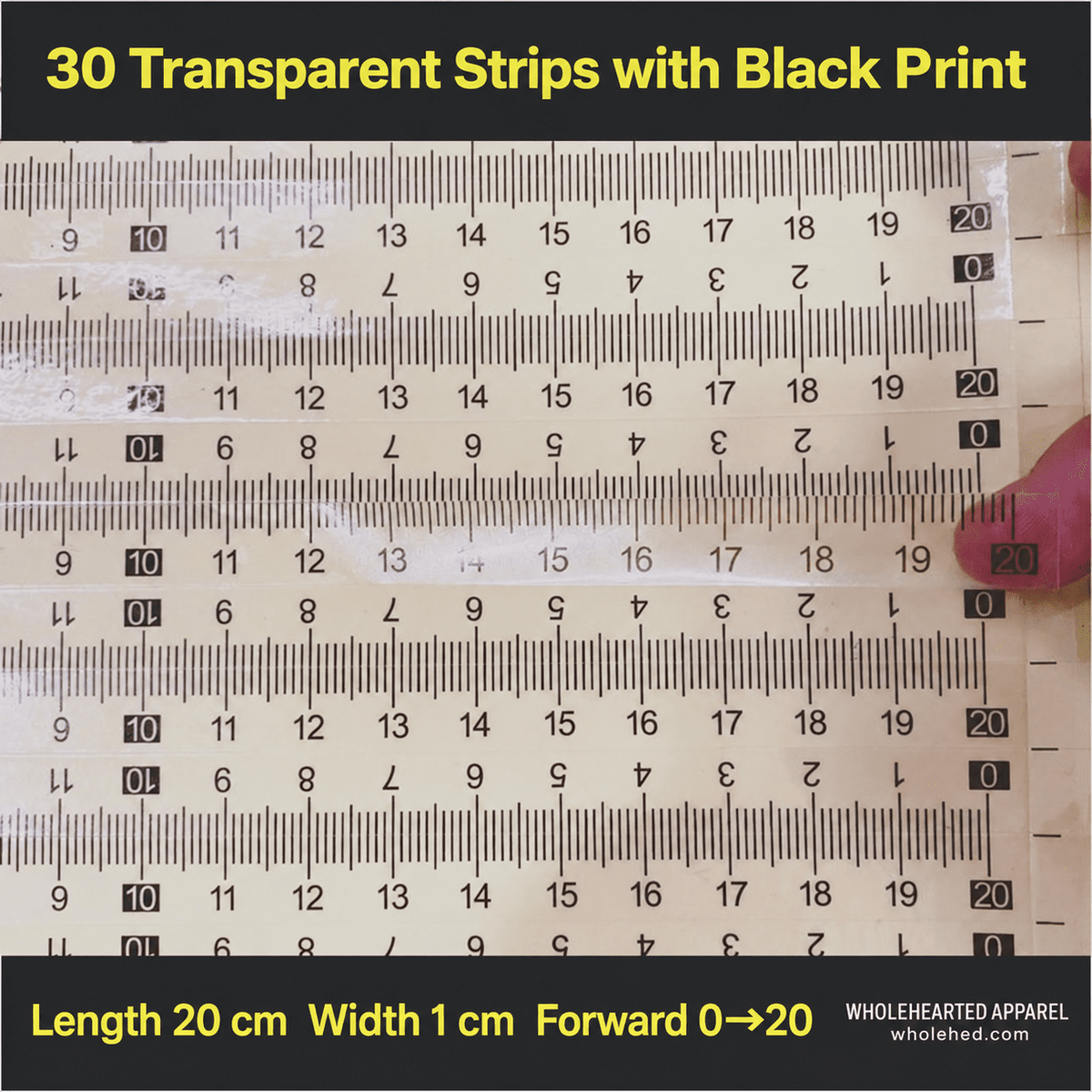 1603★ Transparent Self-Adhesive Waterproof PVC Ruler Sticker with Center-Finding Scale Customizable.